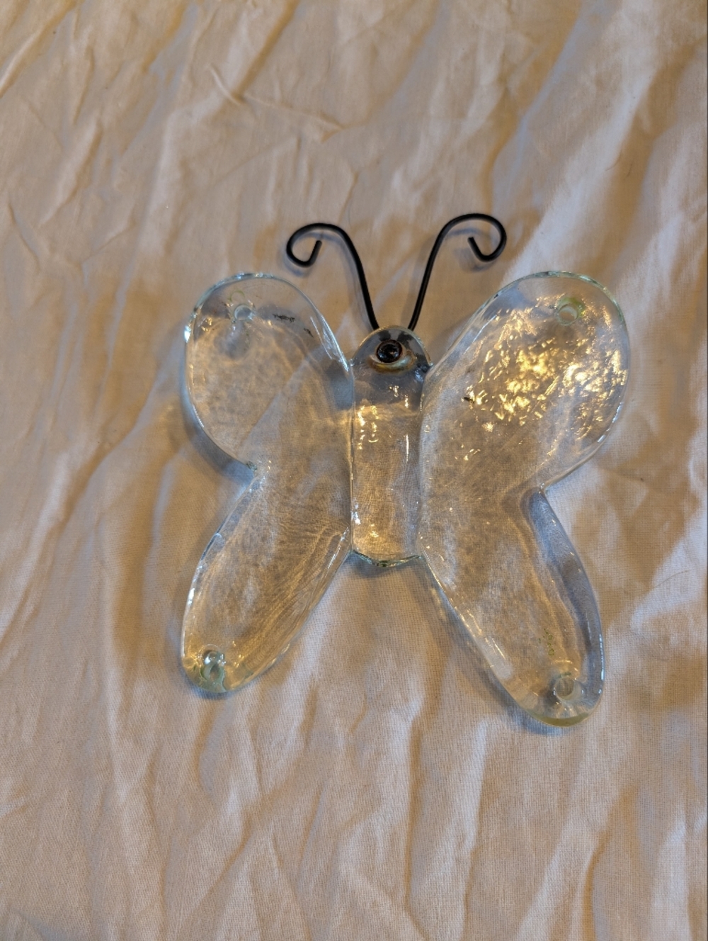2/30$ Vintage Clear Glass Butterfly Wall Decor with Black Wire Antennae